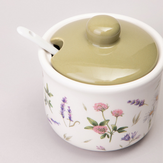 Сахарница с ложкой "Цветочная история" 10*9,5 см 300мл