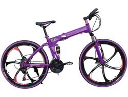 Велосипед на литых дисках, складной 26" (21скорость, сталь, дисковые) фиолетовый
