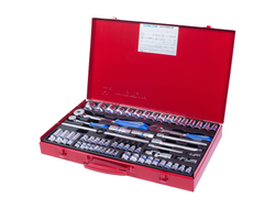 Набор торцевых головок с принадлежностями 1/4", 3/8", 1/2", шестигранные, 4-32 мм, 62 предмета KING TONY 9564MR