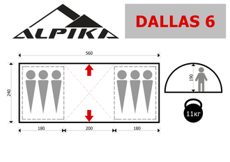 Палатка 6-ти местная  Dallas 6 Alpika