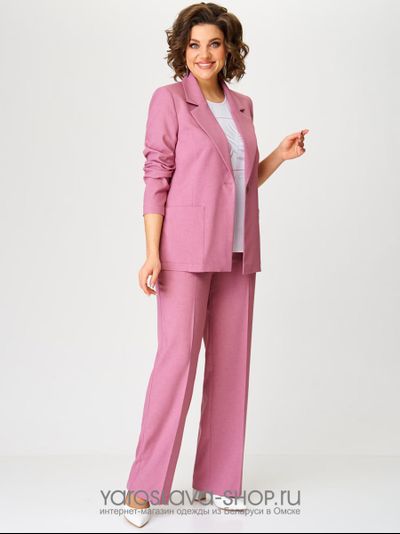 Комплект женский 3-х предметный состоящий из жакета, блузки и брюк в цвете пыльная роза