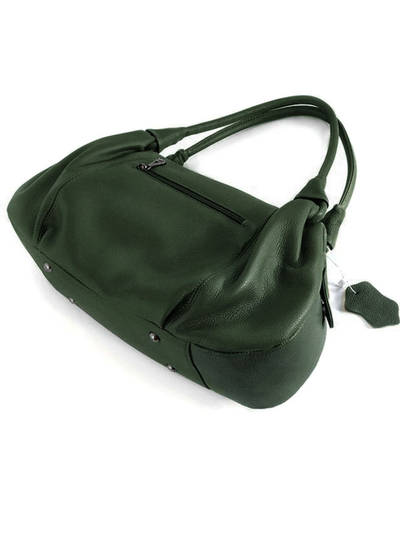 (АРТИКУЛ: 9428) СУМКА ЖЕНСКАЯ, СРЕДНЯЯ, КОЖАНАЯ, ТЕМНО-ЗЕЛЕНАЯ, С ДВУМЯ РУЧКАМИ