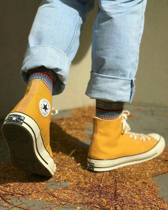 Yellow converse all star high hot sale tops