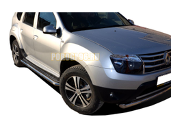 Пороги с накладным листом	d53 для Renault Duster  (2011-2015)
