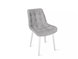 Стул BOSTON (БОСТОН) Белый муар/Велюр V004 светло-серый