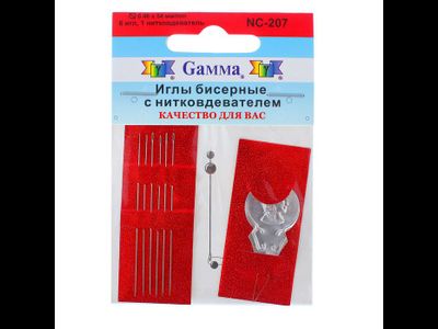 "Gamma" Иглы бисерные сталь NC-207 d 0.46 мм 6 шт с нитковдевателем