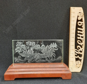 Новогодний сувенир "Тройка", Ручная гравировка