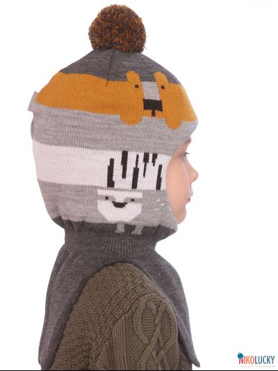 Шапка-шлем  21101-06, цвет серый,горчичный р. 52-54