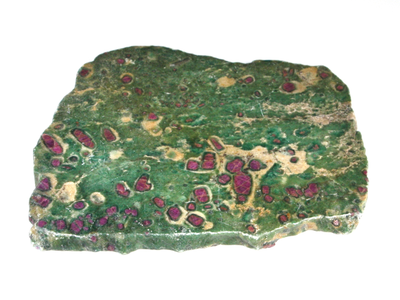 Корунд красный в фуксите, срез полированный, Индия (170*130*9 мм, 470 г) №25072