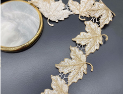 КРУЖЕВНАЯ ЛЕНТА, 4.9 СМ. АРТ. К-00028, 1 МЕТР. ЦВЕТ: Белый/золотистый