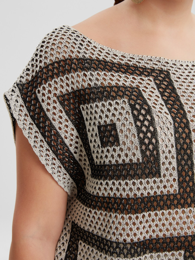 Топ летний вязанный сетка с прямоугольным орнаментом