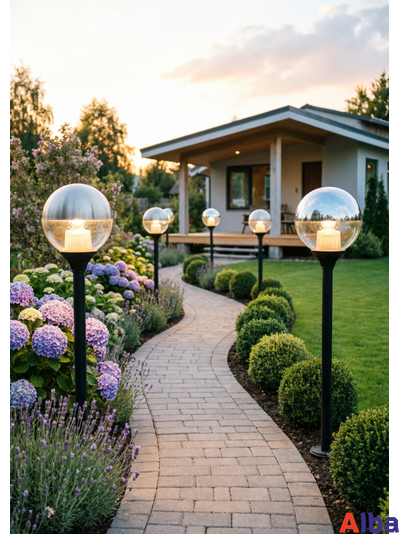 Шар 400мм с серебристым напылением Светильник уличный 40см