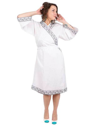 Халат-кимоно из конопли с вышивкой