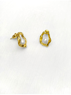 (АРТИКУЛ: 9667/01) СЕРЬГИ ЖЕНСКИЕ, МЕТАЛЛ "ЗОЛОТО", ЖЕМЧУЖНЫЕ ВСТАВКИ