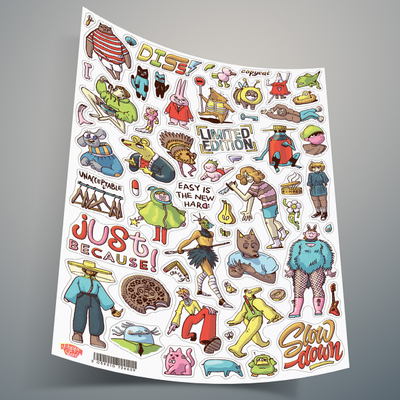 Набор стикеров наклеек необычные ЧЕЛОВЕЧКИ, 4 шт.