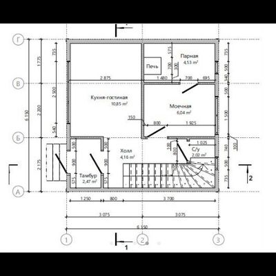 Двухэтажный каркасный дом с двумя спальнями 50м² (SK64)