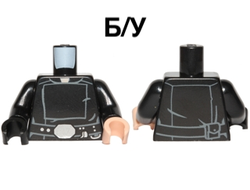 ! Б/У - Torso SW Jedi Robe, Belt with Silver Accessories Pattern / Black Arms / Light Nougat Hand Left / Black Hand Right, Black (973pb2110c01 / 6114392) - Б/У