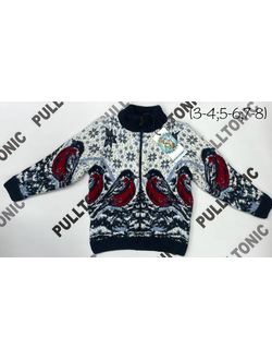 Детский свитер на молнии Снегири 02