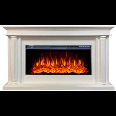 Линейный электрокамин Элеганс белый с очагом FreeSpace 40 LED FX QZ