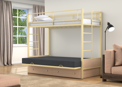 Двухъярусная кровать-диван Дакар 1 Слоновая кость (вставки Дуб молочный) фото 7