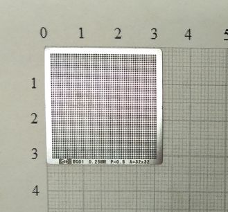 Трафарет BGA для реболлинга чипов универсальный, шаг 0.25мм., P=0.5, A=32x32