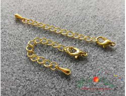 УДЛИНИТЕЛЬНАЯ ЦЕПОЧКА С ПОДВЕСКОЙ "КАПЕЛЬКА" И КАРАБИНОМ  - золото