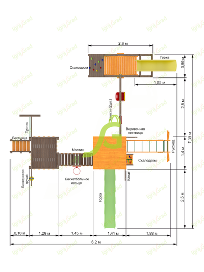 Детская площадка IgraGrad Панда Фани Мостик 2