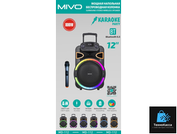 Напольная светящаяся беспроводная колонка Mivo MD- 112 с караоке/800Вт/FM/Bluetooth/USB/SD/AUX/встроенный аккумулятор