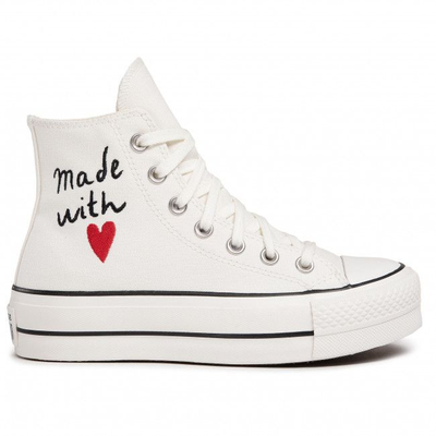 Кеды Converse All Star Lift Made With Love белые высокие на платформе