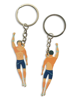 БРЕЛОК ПЛАВАНИЕ ПАРЕНЬ (МЕТАЛЛИЧЕСКИЙ ПЛОСКИЙ ДВУСТОРОННИЙ)