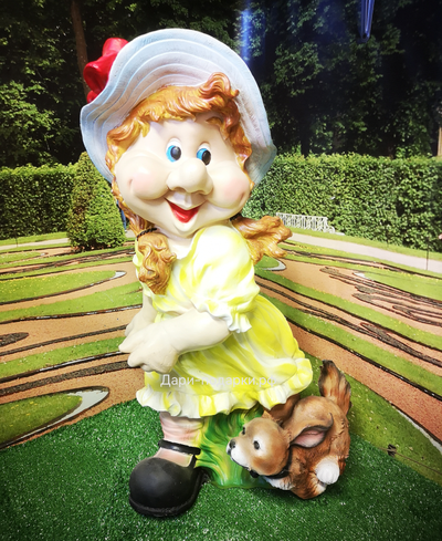 Девочка Гном с собакой 71*48см   6кг   полистоун Россия  6098/012586*