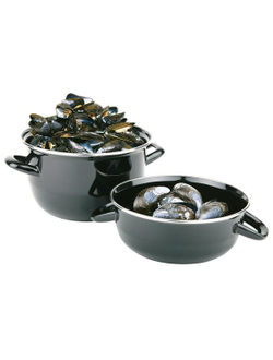 Кастрюля для мидий черная 0,9 л, h 13,5cm d 12cm