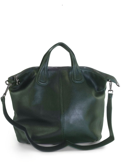 (АРТИКУЛ: 10054/3) СУМКА ЖЕНСКАЯ КОЖАНАЯ БОЛЬШАЯ, НАТУРАЛЬНАЯ КОЖА, ТЕМНО-ЗЕЛЕНАЯ, С ШИРОКИМ ПЛЕЧЕВЫМ РЕМНЕМ