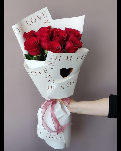 11 голландских  роз 60см