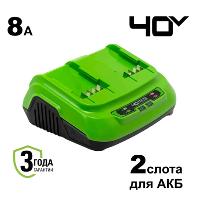 Двухпортовое зарядное устройство Greenworks G40UC8 8А