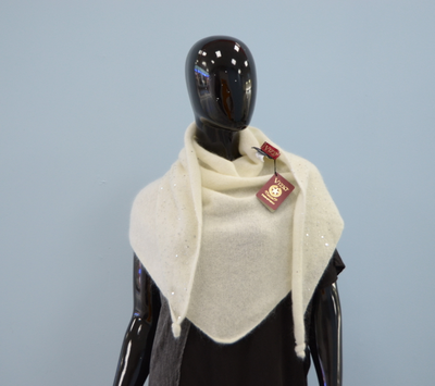 Белый шарф платок женский с пайетками Италия Vizio 6943 ST ORO / Tresor