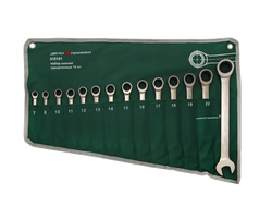 Набор ключей комбинированных трещоточных 7-24 (7,8,10,11,12,13,14,15,16,17,18,19,22,24), 14 шт, сумка,