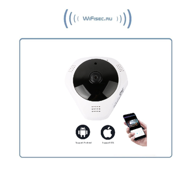 DBPOWER_SS. Потолочная - настенная WiFi видеокамера панорамная с DVR (fish_v380_W),  HD 960P (V380 Pro)