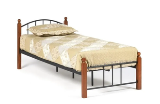 Кровать AT-915 Wood slat base, 90*200 см (дерево гевея/металл, красный дуб/чёрный)