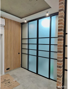 перегородка раздвижная матовое стекло