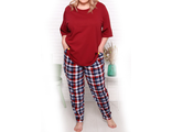 Трикотажный женский костюм-пижама больших размеров из хлопка арт. 1643781-55 (цвет бордовый) Размеры 66-80