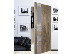 Дверь без наличников 703 с алюминиевой кромкой и зеркалом