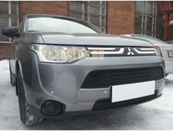 Защита радиатора Mitsubishi Outlander III 2012-2015 (2 части) black