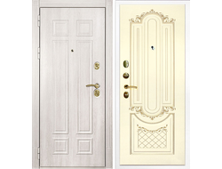 Входная  дверь Гера 2 с панелью Смальта 13 слоновая кость