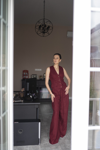 Брюки палаццо (бордо)