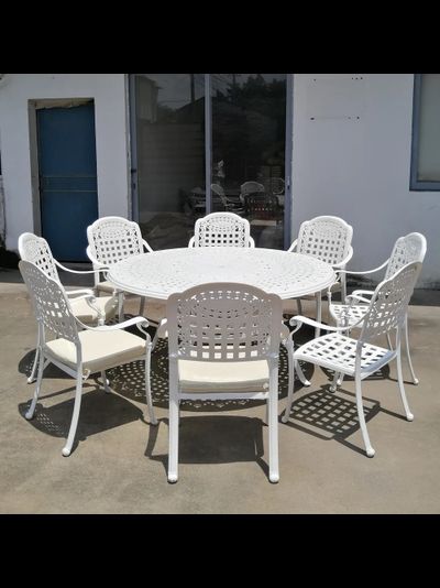 Белая обеденная группа из литого алюминия Gera 150