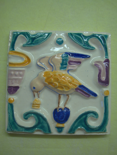 Соловей и чаша любви (изразцовая плитка)