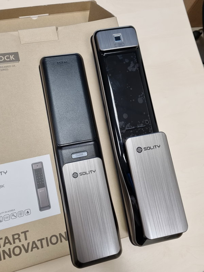 Врезной электронный дверной замок Solity GSP-2000BK Dark Silver с отпечатком пальца