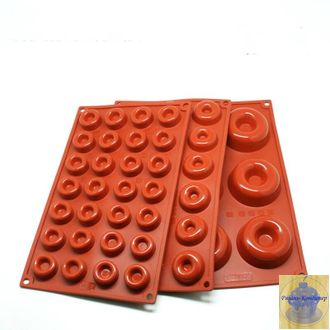 Форма силиконовая "Пончики", 28 ячеек, цвета МИКС