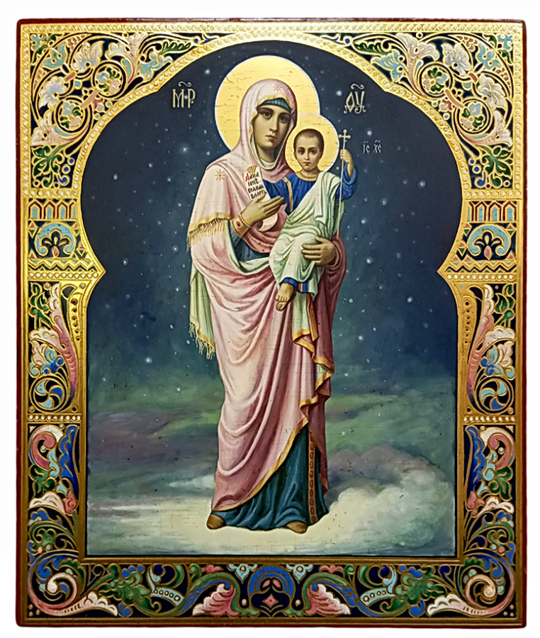 Благодатное Небо - икона Божией Матери, стилизованная "под старину"